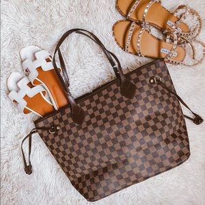 CANVAS CHECKED TOTE BAG